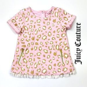 JUICY COUTURE Baby Pink Leopard Ruffle Dress 12 M